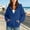 Blue, variant on 2026 Summer Women's Wrap V Neck Hoodie, Drop Shoulder Long Sleeve Solid Loose Pullover Sweatshirt with Front Kangaroo Pocket for Beach Lounge Daily Layering