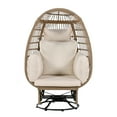 thumbnail image 5 of Harper & Bright Designs Swivel Outdoor Egg Chair with Stand, Patio Rocking Rattan Egg Chair with Cushions for Balcony Poolside and Garden, Natural+Beige, 5 of 12