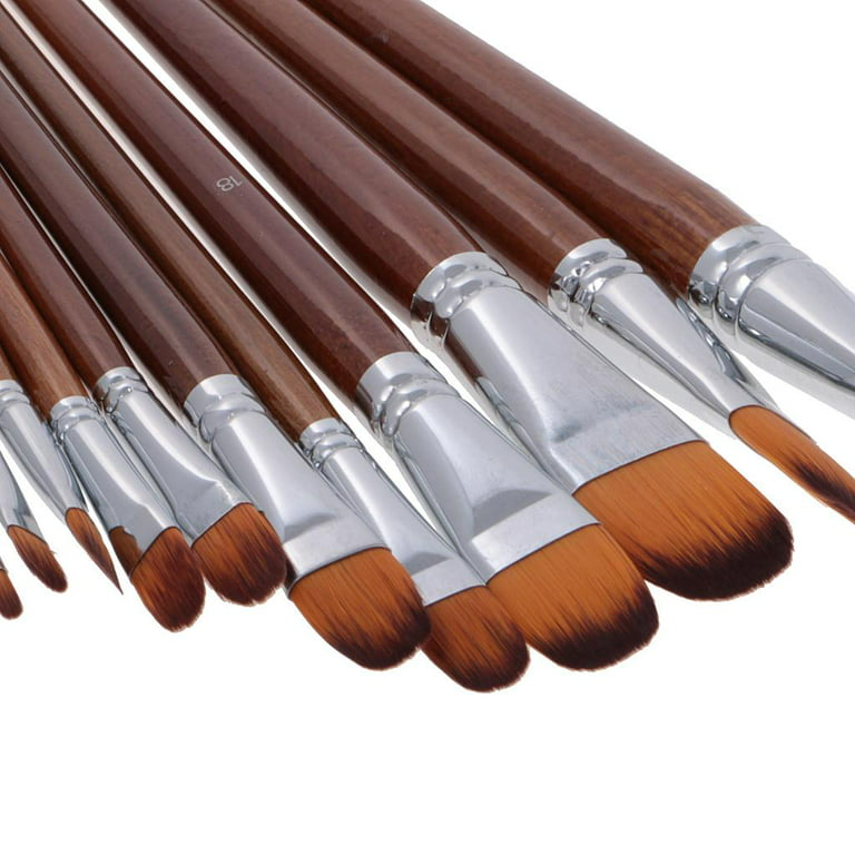 ARTDINGD Artist Filbert Paint Brushes Set, 13 Pcs Professional Nylon Hair  Wood Long Handle