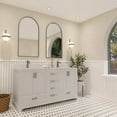 thumbnail image 2 of Ayna Decors Maya 60 in White Double Sink Bathroom Vanity Set with White Quartz Countertop, Double Brass Faucets & 24 in Matching Mirrors | Brushed Nickel Hardware | AVM60WH3122, 2 of 10