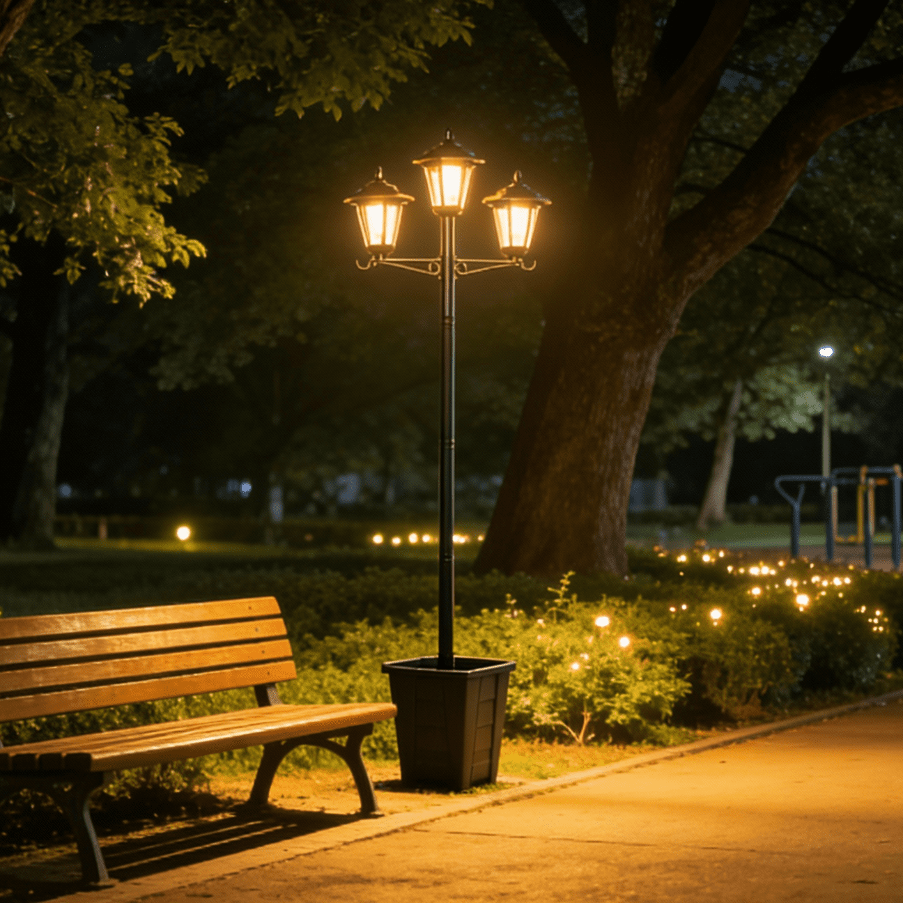 DJGIFI Solar LED Outdoor Lamp Post Light with Planter Bohemian 3-Head Waterproof 1-Pack 18.9 x 9.84 x 68.9 in