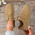 thumbnail image 2 of Womens Khaki Casual Flats | Lace Up Walking Shoes with Soft Suede Upper & Flexible Sole for Everyday Comfort,Size 39, 2 of 9