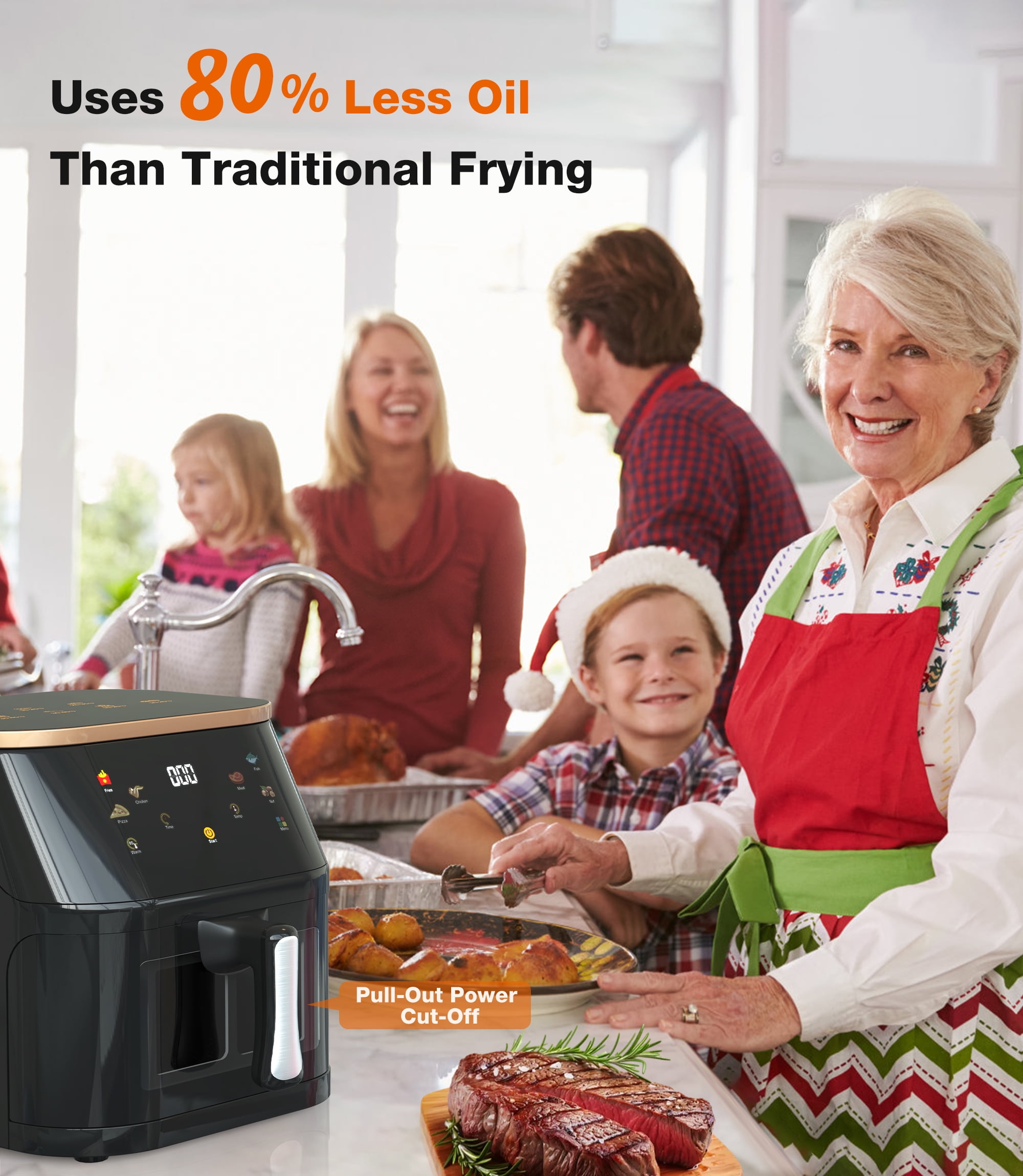 Suodoka Air Fryer 10 Qt, 450F Max, 6 Presets, Healthy Cooking
