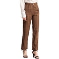 thumbnail image 1 of Pantalones a cuadros casuales Allegra K para mujer con bolsillos pierna recta trabajo oficina Marrón oscuro negro L, 1 of 6