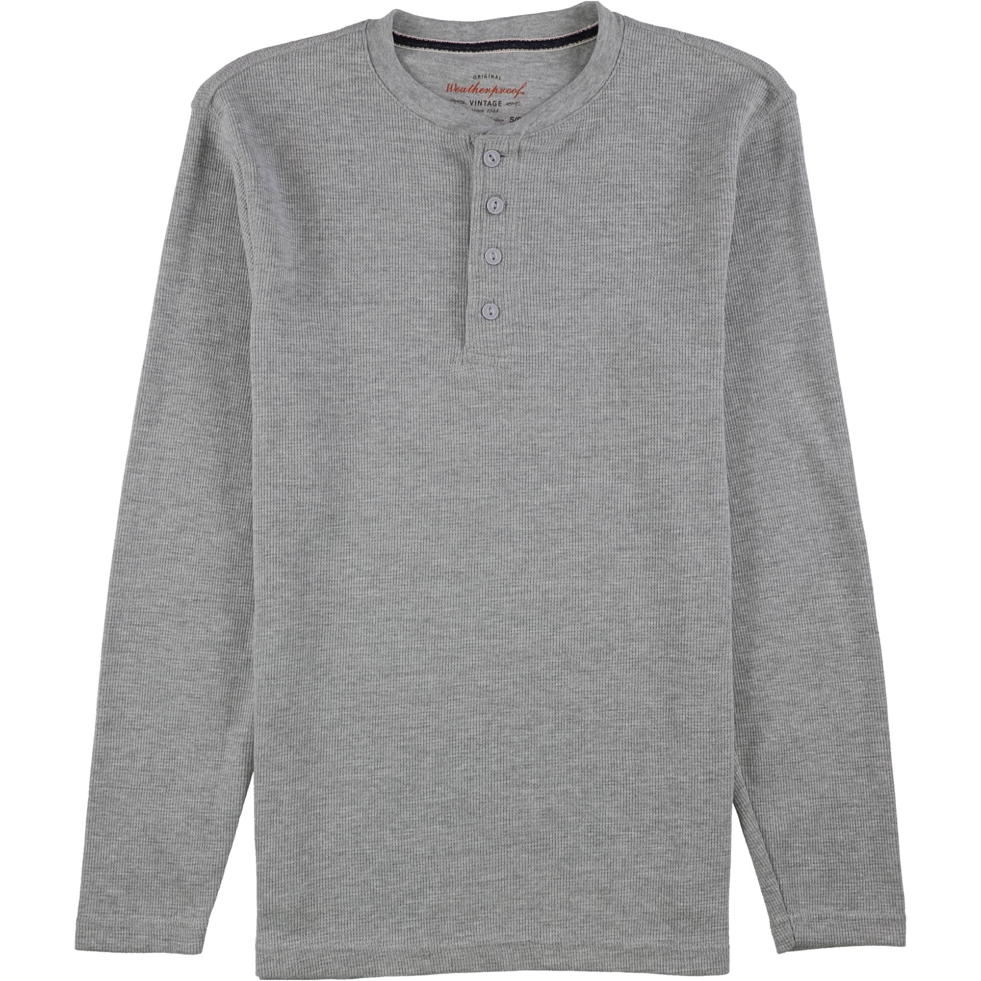 Weatherproof Mens WaffleKnit Henley Shirt, Grey, XXLarge