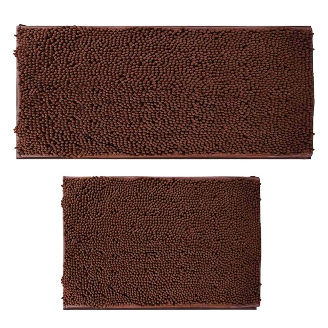 Badrumsmatteset 2 Delar Tjock Chenille Badmatta, Mjuk Snabbtorkande Badmattor Plysch Absorberande Badrumsmattor Med Halksäker PVC-Baksida, Matta för