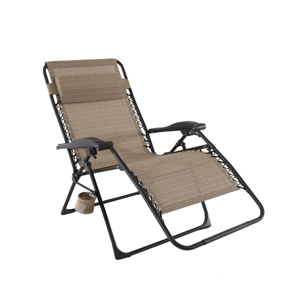 Hampton Bay Oversized Zero Gravity Sling Outdoor Chaise Lounge Chair in Cafe - Walmart.com 