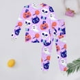 thumbnail image 2 of Weebloom Girls Halloween Pajamas Kids Long Sleeve Print Children Cozy Outfit Pyjamas 3-4 Years Purple, 2 of 6