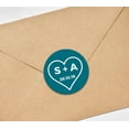 thumbnail image 3 of Darling Souvenir Round 45 Pieces Heart Save The Date Stickers Personalized Bride Groom Initials And Date Envelope Seals - Teal Blue, 3 of 4