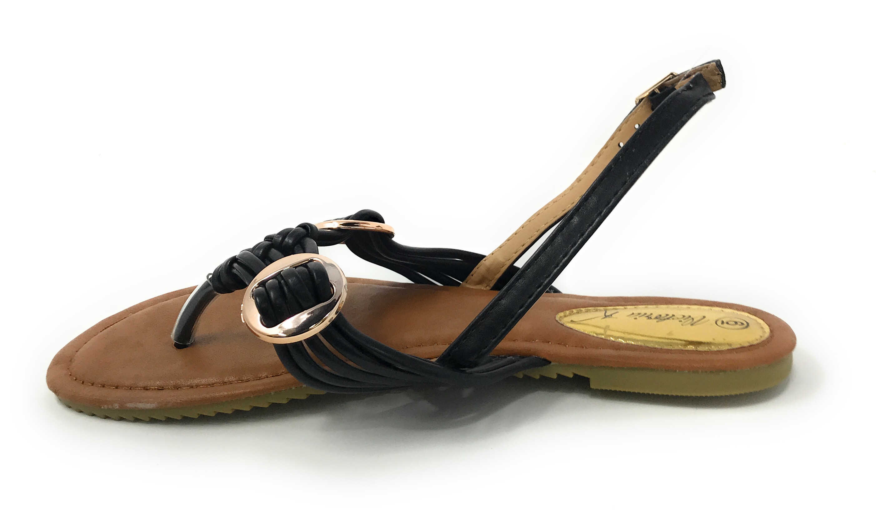 Victoria K Women's Multi Straps With Gold Side Buckles Sandals