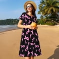 thumbnail image 4 of Balery Breast Cancer Awareness Vestidos sueltos de manga corta para mujer, vestidos de verano 2025, vestidos casuales de corte A con vuelo., 4 of 6