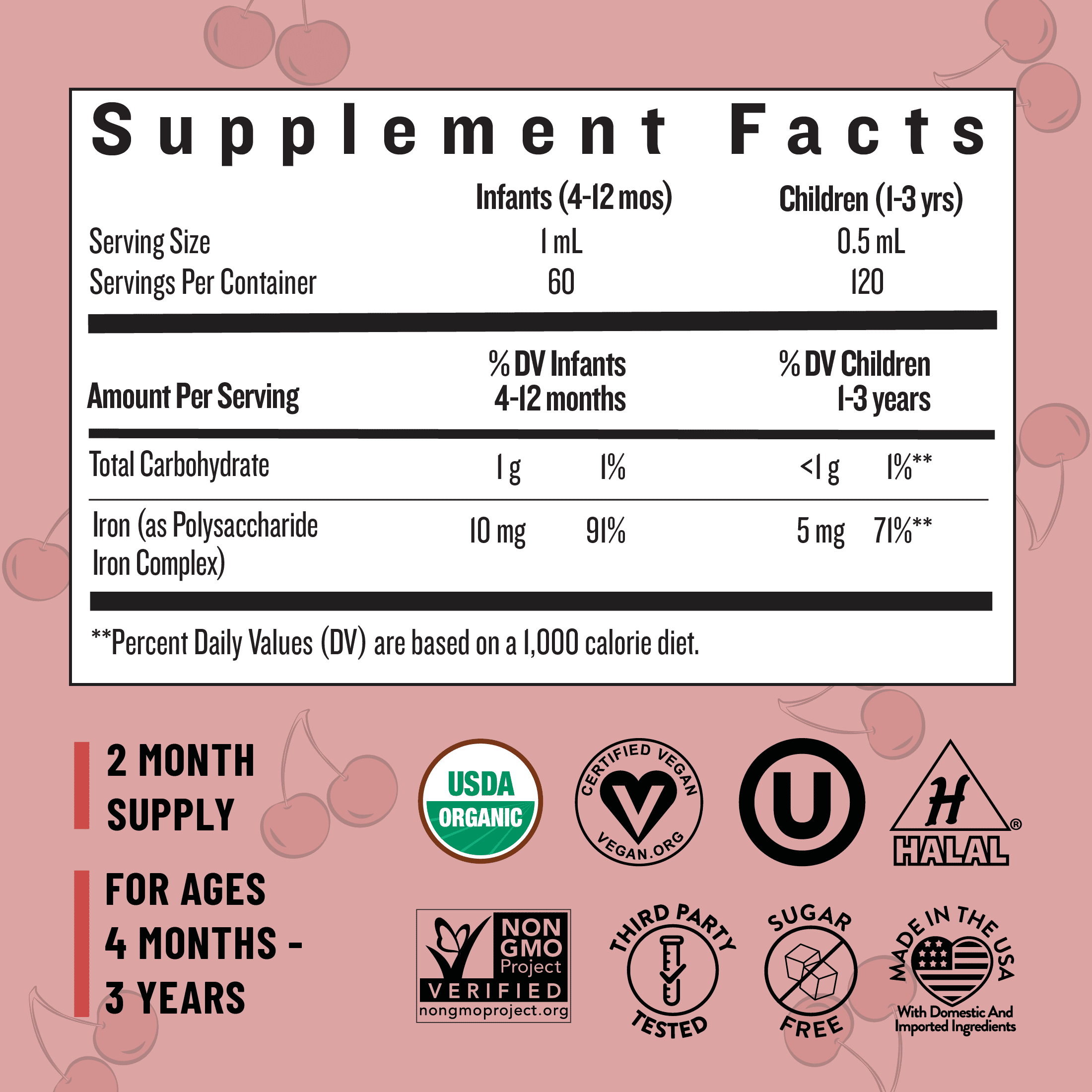 Legendairy Milk Organic Infant Iron Drops, Liquid Iron Supplement for Babies and Toddlers, 2 fl oz