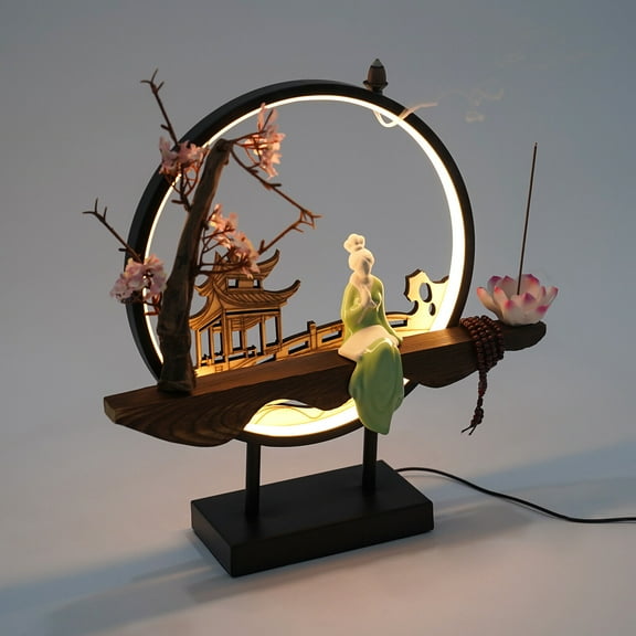 3.28ft Pine Incense Burner Holder Circular Incense Burner Holder with Flower Center for Living Room Cafe Library