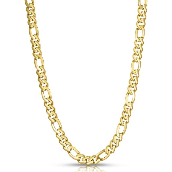 Floreo 10k Yellow Gold 9mm Lite Figaro Monaco Link Chain Necklace