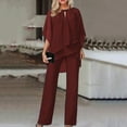 thumbnail image 4 of MSJUHEG Two Piece Outfits For Women Fall Outfits L Solid Color Loose Irregular Set Adies Suit Short Sleeved Two Piece Suit Linen Pants Red S, 4 of 4