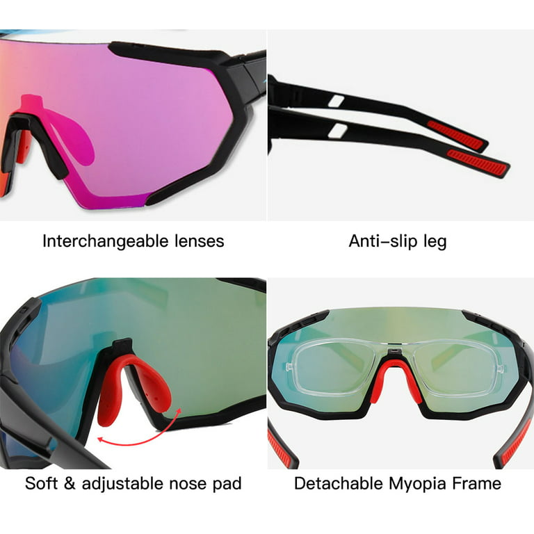 Tomfoto Cycling Glasses with 2 Interchangeable Lenses UV400 Sports  Sunglasses MTB Road Bike Glasses for Men Women Running Driving Fishing  Baseball 