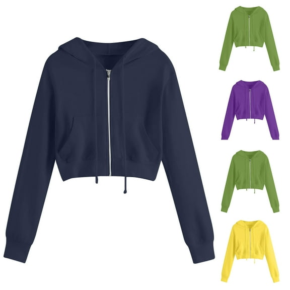 FRSASU Women's Fashionable and Comfortable Drawstring Zip Up Cute Hoodies Fall Jacket Casual Sweatshirts with Pocket Yellow