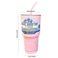 thumbnail image 2 of Botella aislada con pajita de agua de 30 oz con taza térmica para viajes al aire libre rosa, 2 of 9