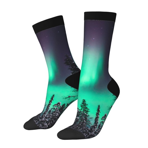 Kdxio Northern Lights 2 Print Unisex Crew Socks Casual Athletic Socks Novelty Socks Breathable Running Socks for Adult