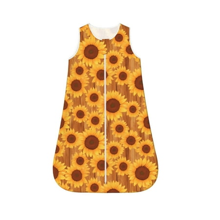 

Honeii Brown Wood Grain Sunflower A Print Unisex Babies Sleepbag Wearable Blanket Baby Sleeveless Sleeping Bag-Small