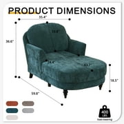 Upholstered Chaise Lounge, Comfy Linen Single Sofa Chair, Living Room Bedroom Rest Chair,Green