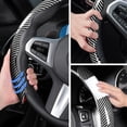 thumbnail image 4 of Car Steering Wheel Cover Set Bright Carbon Fiber Wrap Non-Slip 3 Pcs Steering Wheel Accessories 14.5-15 Inch Universal, 4 of 12