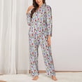 thumbnail image 2 of KLL Tulips Flowers Print Women's Long Sleeve Pajamas with Pants Sleepwear Loungewear 2 Set-XX-Large, 2 of 7