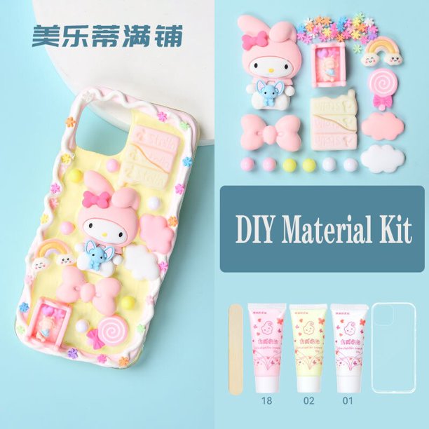 Sanrio Cinnamoroll My Melody Manual, Kit de Material DIY, funda de teléfono para IPhone 14, 13, 12, 11 Pro Max, Mini, X, XR, XS MAX, 7, 8 Fivean unisex