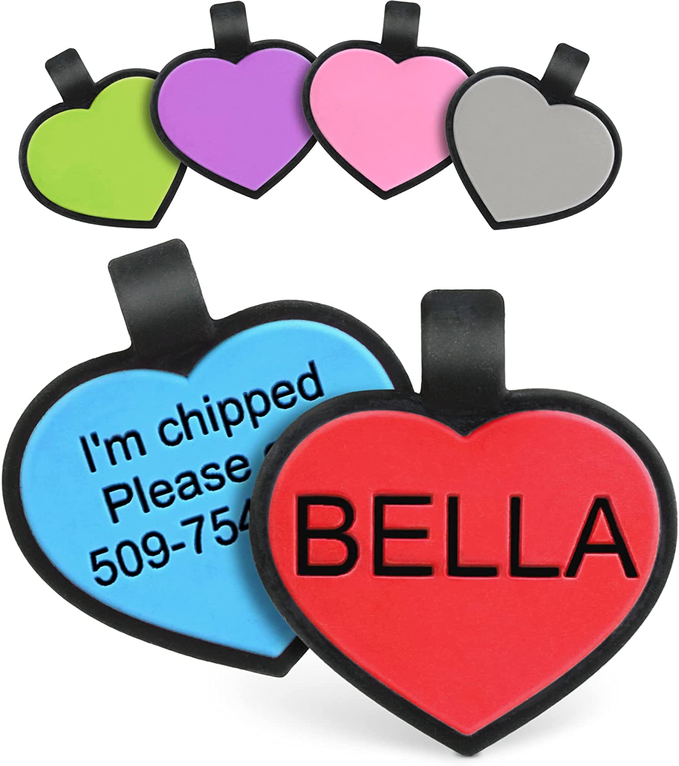 ZMLEVE Silent Silicone Pet Tag, Personalized Dog Tags and Cat Tags, up