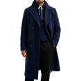 thumbnail image 3 of GrmtClth Men's Double Breasted Overcoat Notched Lapel Long Sleeve Mid‑Long Warm Winter Casual Business Trench Coat with Pockets, 3 of 9