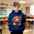 thumbnail image 4 of MAIHAN Teen Girl Hoodies Highland Cow Warmth Cozy Pullovers Long Sleeve Boys Christmas Hoodies Sherpa Lined Cute Casual Fall Winter Sweatshirts(Navy,11-12 Years), 4 of 6