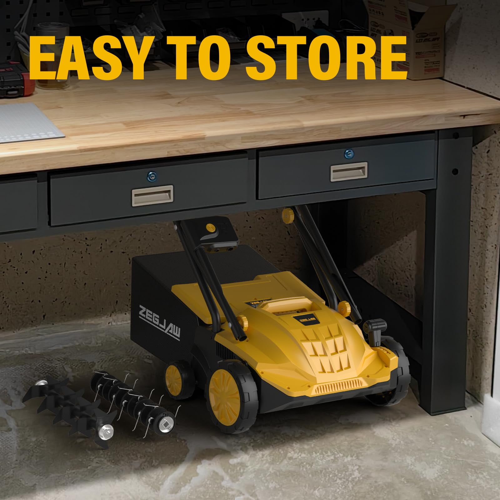 ZEGJAW Electric Dethatcher and Scarifier, 13 in, 12 Amps, 2-in-1 Walk-Behind Thatch Remover with 4-Position Depth Adjustment