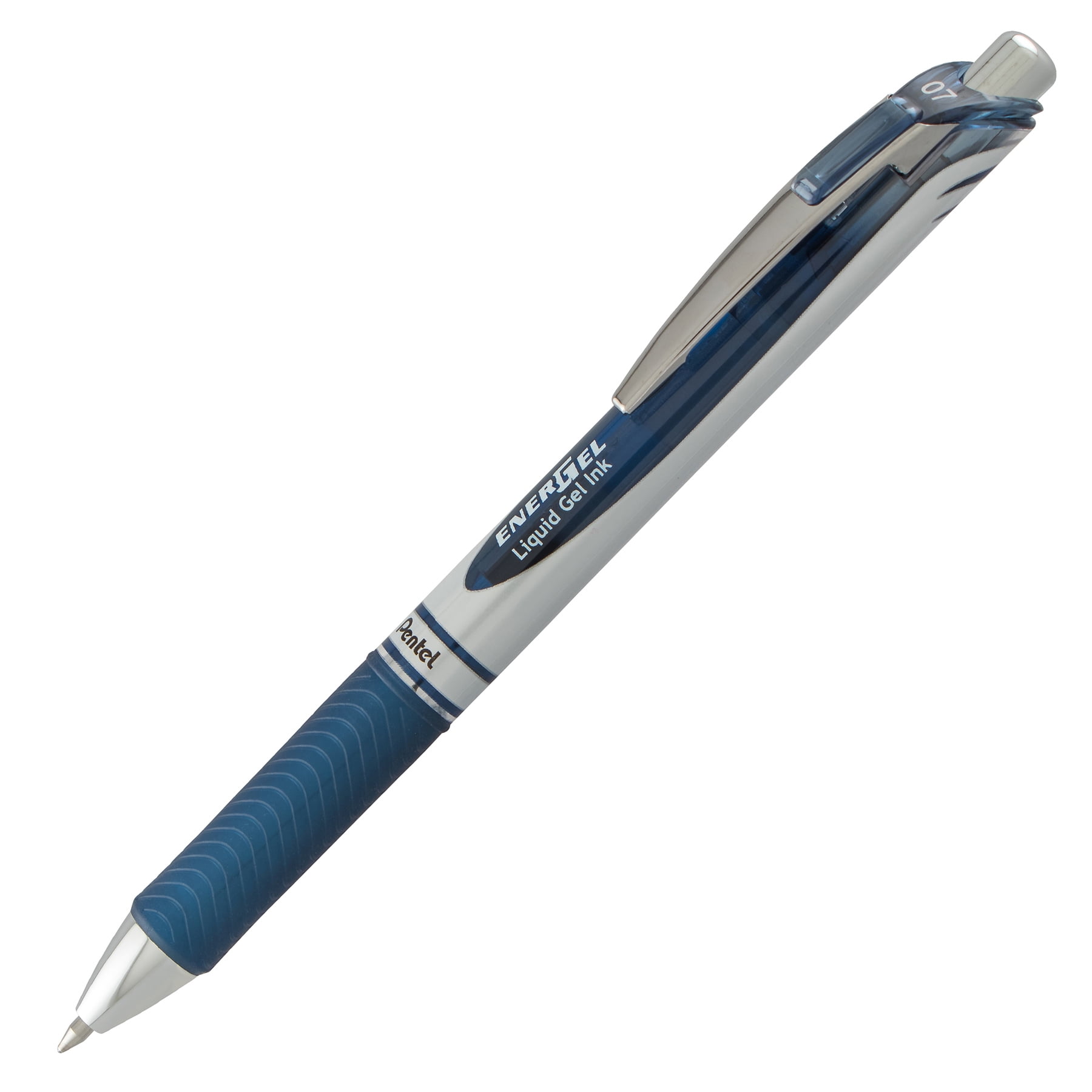 Pentel EnerGel RTX Retractable Liquid Gel Pen, (0.7mm) Metal Tip, Medium Line, Navy Blue Ink, 1 Dozen