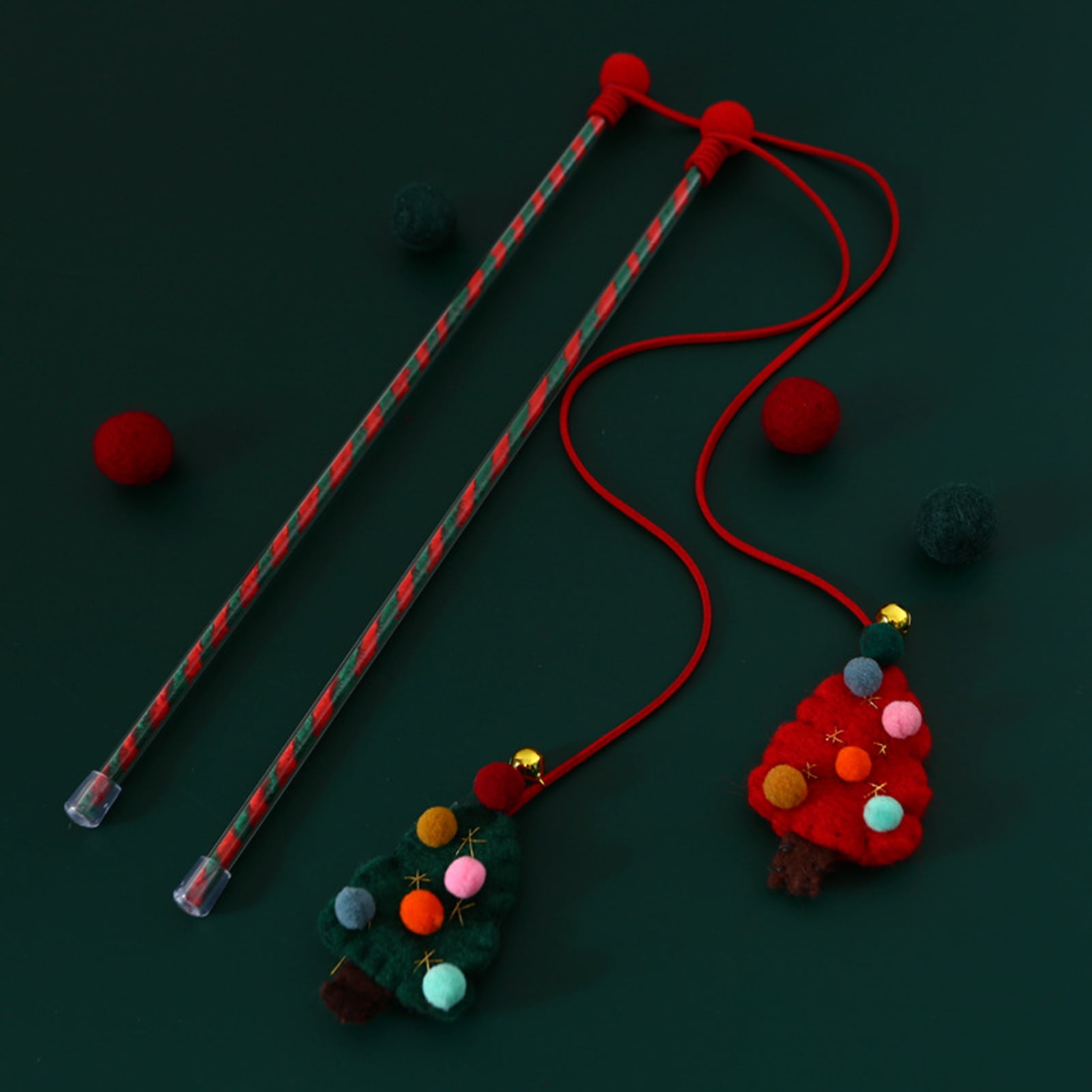 DOPI Cats Wand Toy Christmas Accessories Pet Interactive Soft Cats Teaser Rod Toy with Bell Cats Supplies