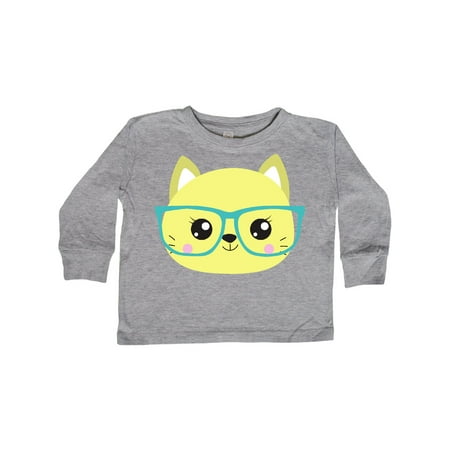 

Inktastic Hipster Cat Cat With Glasses Yellow Cat Gift Toddler Boy or Toddler Girl Long Sleeve T-Shirt