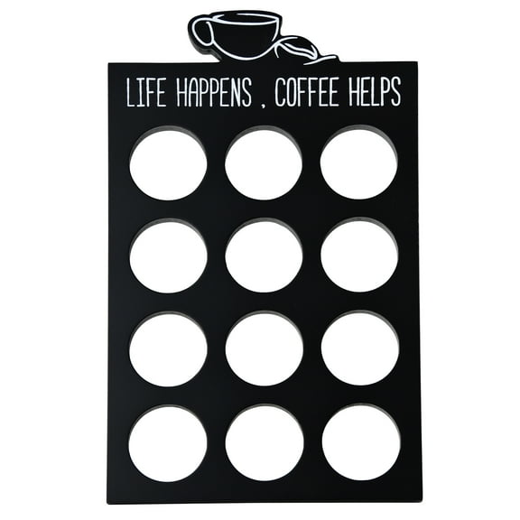 Arikago  Wood K Cups Holder for Counter, 12 Capacity Coffee Pods Storage Organizer Stand, Coffee Signs Decor for Small Space, No Assembly Required,1 Count, Black