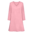 thumbnail image 6 of Htigea Womens 3/4 Sleeve V-Neck Tops Side Slit Tunic T-Shirts Solid Casual Loose Fit Pullover Soft Comfy Daily Tees Pink S, 6 of 6