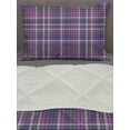 thumbnail image 3 of Plaid Comforter & Sham Bedding Set, Illustration of Checkered Inspired Design, 3 pcs Duvet Set Microfiber Filling Quilt, 5 Sizes, Violet Blue Pale Fuchsia, by Ambesonne, 3 of 4