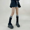 thumbnail image 2 of Kmbangi Women's Rib Knit Leg Warmers Cute Knee High Socks Boot Cuffs Two Tone Stockings with Button Decor, 2 of 3