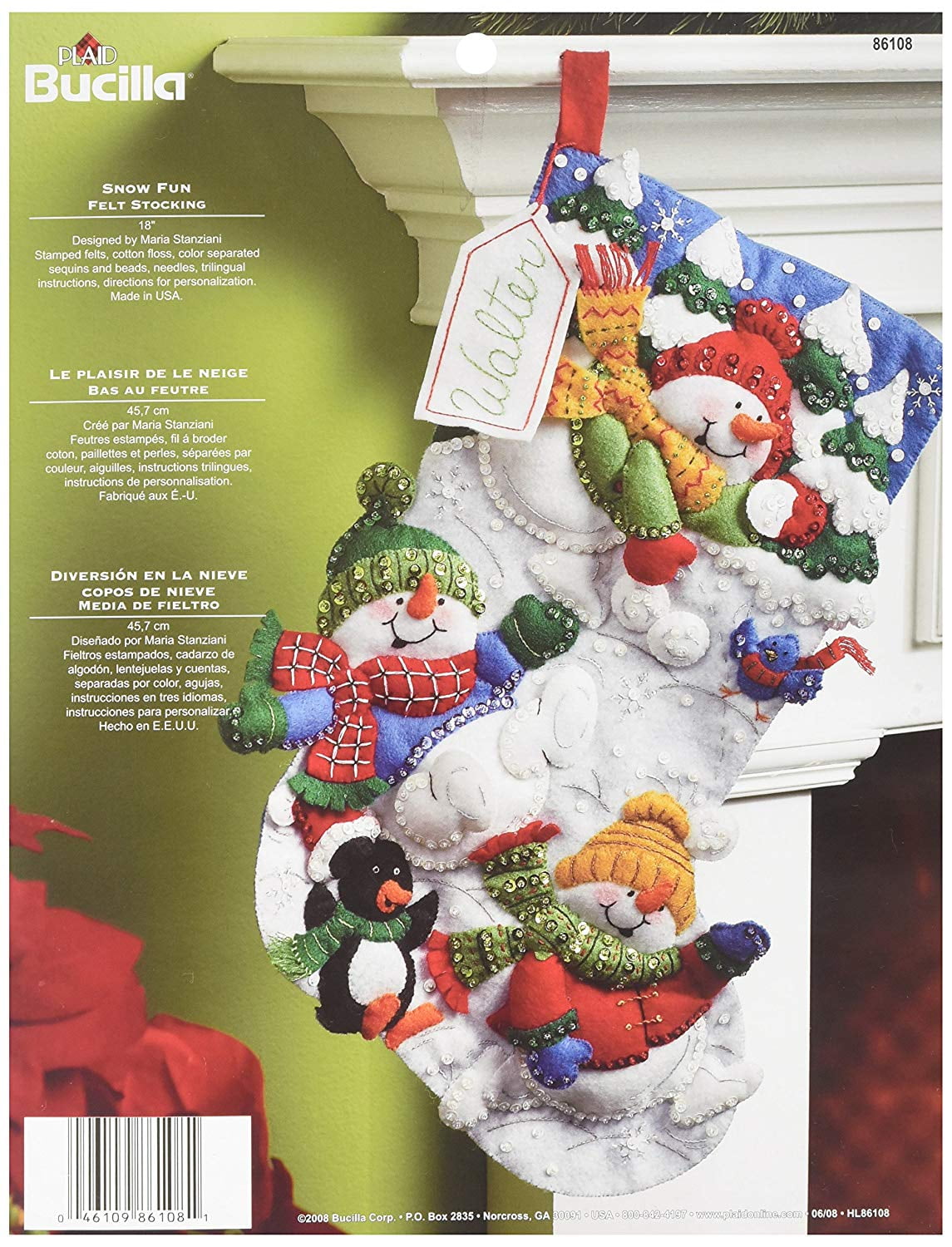 Felt Applique Christmas Stocking Kit WINTER FRIENDS #5260-J Design Works 