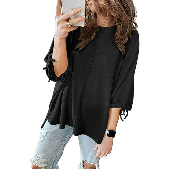 Black Women's Long Sleeve T-shirt, Women'S Fashionable Casual Round Neck Top Long Sleeve T Shirt,Women's Long sleeve T-shirt M