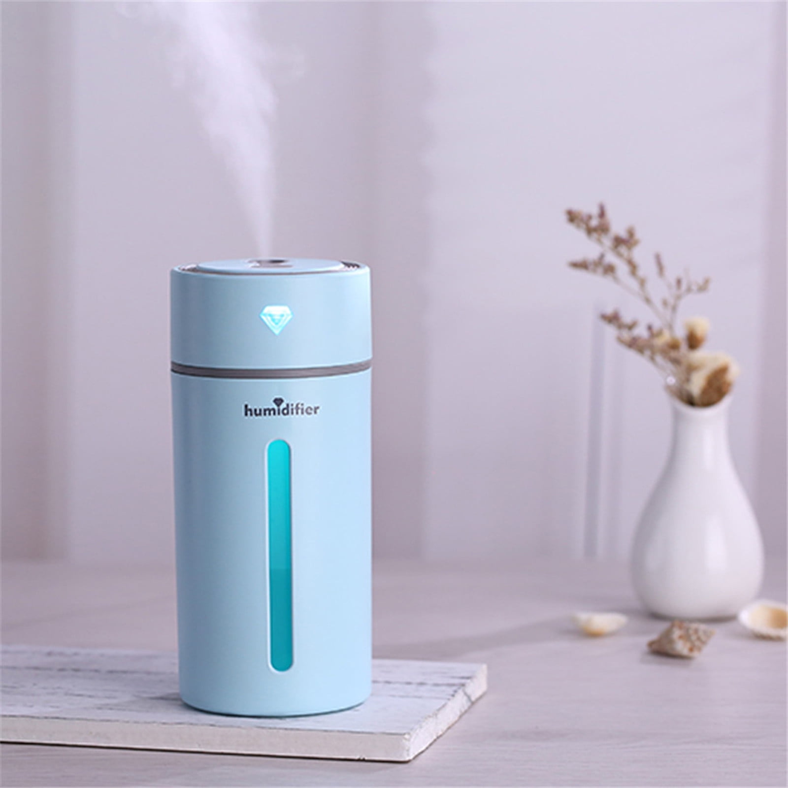Humidifier Large Room,Portable Quiet Diamond Cup Desktop Cool Mist Humidifier (Sky Blue),for Baby Nursery and Plant