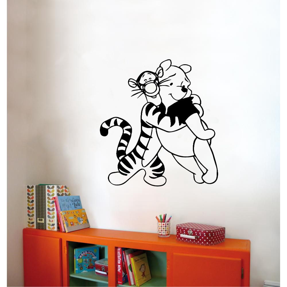 Tigger and Winnie the Pooh Friends Cartoon Cartoon Wall Sticker Art Decal for Girls Boys Room Bedroom Nursery Kindergarten House Fun Home Decor Stickers Wall Art Vinyl Decoration Size (30x27 inch)