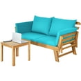 thumbnail image 5 of Topbuy Outdoor Folding Daybed Patio Acacia Wood Convertible Couch Sofa Bed Turquoise, 5 of 7