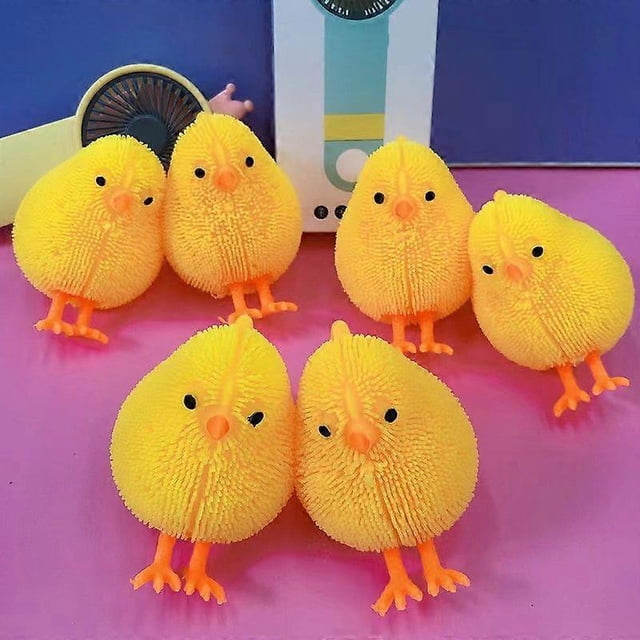 Naievear Cute Chicken Squidgy LED Flashing Plush Ball Squeeze Stress Relief Children's Toy
