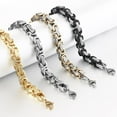 thumbnail image 5 of 5/6/8mm Men Byzantine Stainless Steel Bracelet Heavy Strong Link Chain Bracelets Wide Box Chain Jewelry  (black silver,5mm), 5 of 7