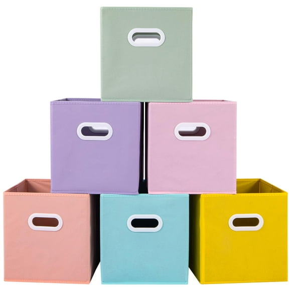 Juego de 6 cubos de almacenamiento, tela estéreo, 28 cm, plegables