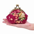 thumbnail image 3 of Porte-monnaie en Toile Porte-Cartes Fermeture à Fermoir Motif Rose Classique Clés Portefeuille Cadeau Rond, 3 of 7