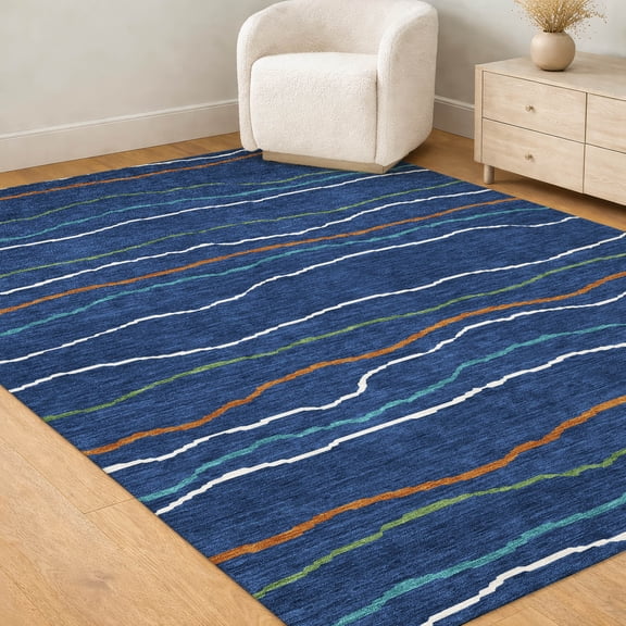 Addison Rugs Chantille Indoor/Outdoor Transitional Stripes Baltic Machine Washable Rectangle Rug, 10' x 14'