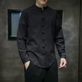thumbnail image 4 of Camisas s Para Hombre De Vestir Camisa de manga larga para hombre Camisa casual con cordón de moda Camisa medieval masculina (Black, XXL), 4 of 5